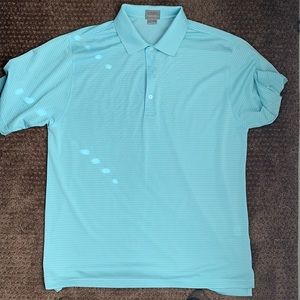 Teal/White Striped, Fennec, Large Polo